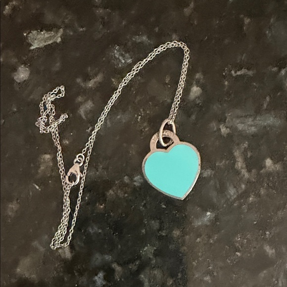 Jewelry - Sterling Silver Heart Pendant Necklace with Turquoise Enamel